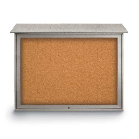 United Visual Products Indoor Enclosed Combo Board, 42"x32", Satin Frame/Blue & Forbo UVCB4232-BLUE-FORBO